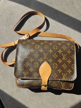 Authentic Louis Vuitton Vintage Cartouchiere GM Monogram Canvas Crossbody Bag